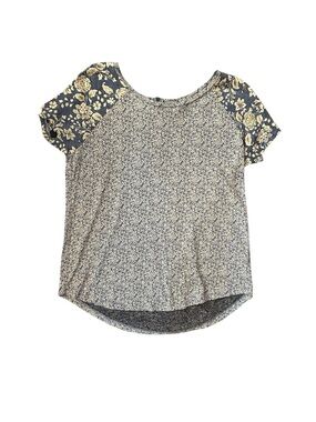 Lucky Brand Mixed Print Floral Blouse M Boho High Low Asymmetrical Cotton Modal